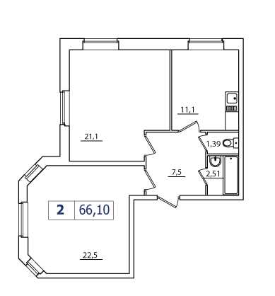 Двухкомнатная квартира в : площадь 66.1 м2 , этаж: 1 – купить в Санкт-Петербурге